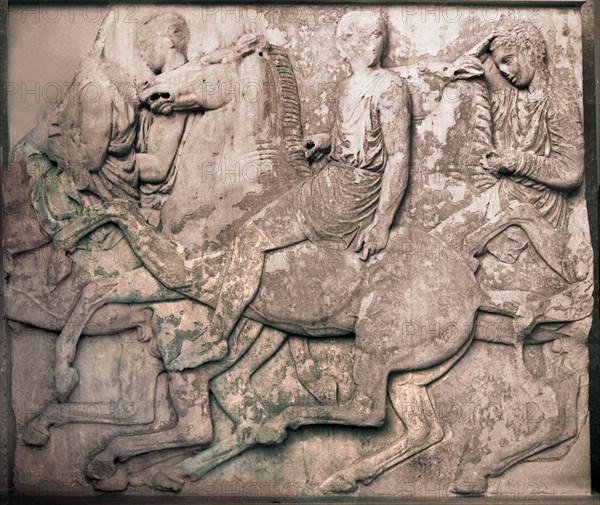 Riders and galloping horses from the north frieze of the Parthenon