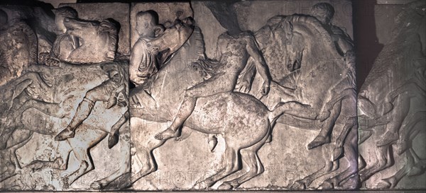 Riders and galloping horses from the north frieze of the Parthenon