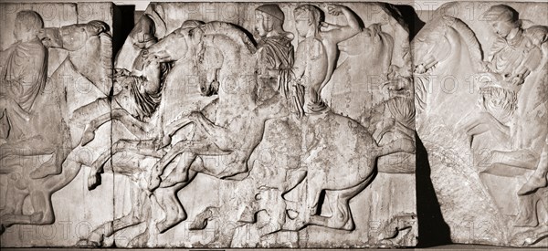 Riders and galloping horses from the north frieze of the Parthenon