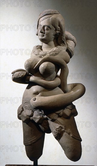 Terracotta statue of serpent goddess