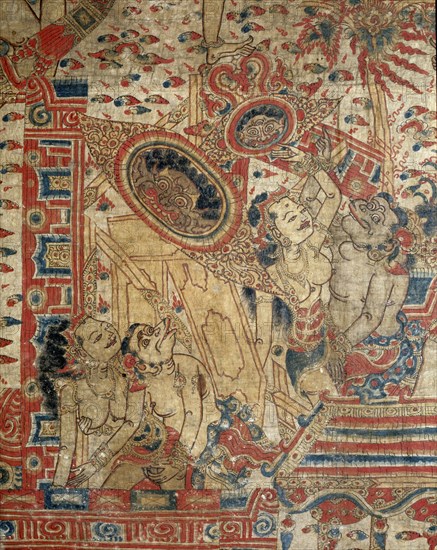 Cloth painting, probably used as curtains beside a temple couch