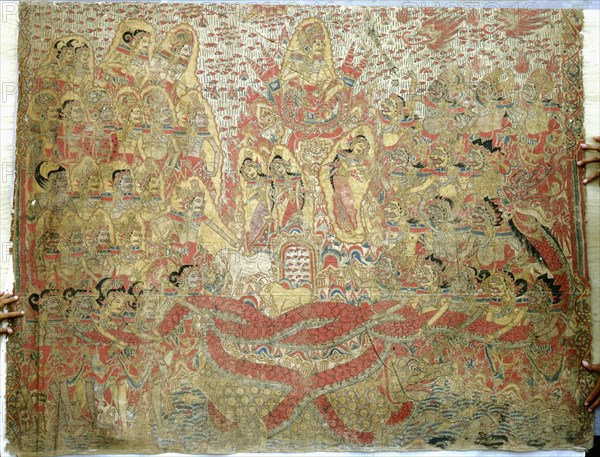 Cloth painting, probably used as curtains beside a temple couch