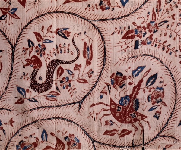 A batik sarong with Water Pictures design using the positive technique