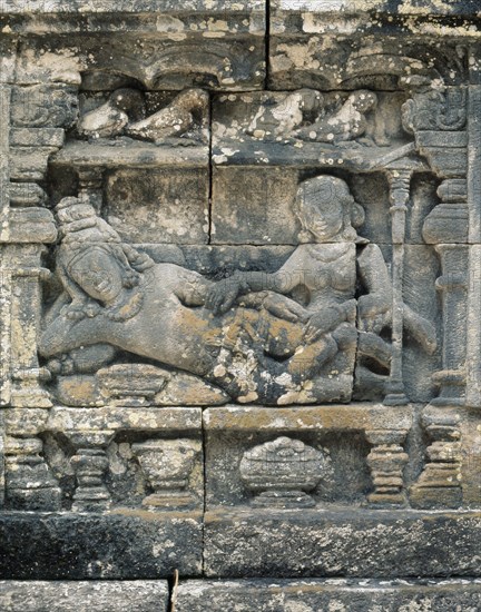 The reliefs on the terraces of Borobudur depict scenes from the life of the Buddha