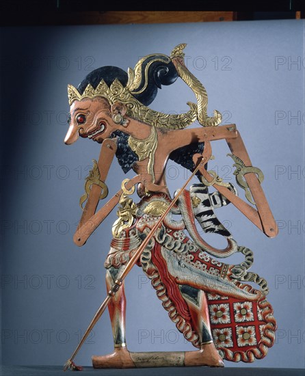 Wayang kulit shadow puppet used in popular all night performances, usually based on ancient Hindu epics such as the Ramayana