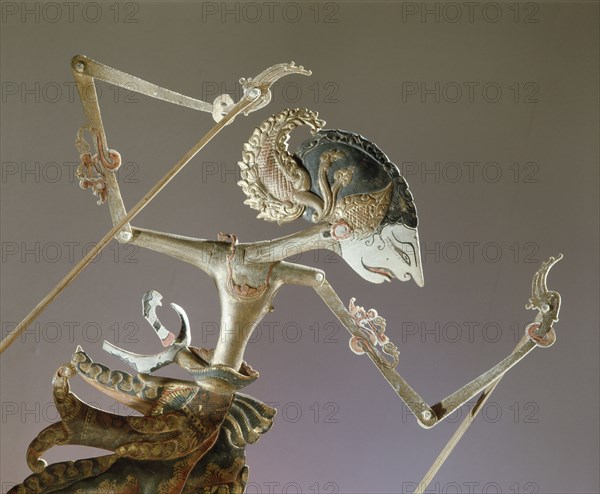 Wayang kulit shadow puppet used in popular all night performances, usually based on ancient Hindu epics such as the Ramayana