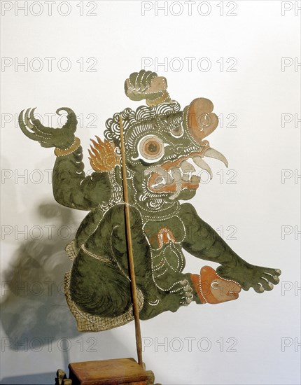 Wayang kulit shadow puppet used in popular all night performances, usually based on ancient Hindu epics such as the Ramayana