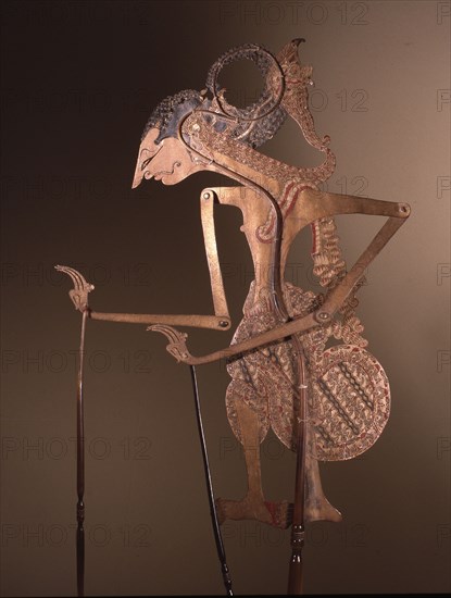 Wayang kulit shadow puppet used in popular all night performances, usually based on ancient Hindu epics such as the Ramayana