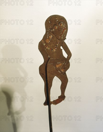 Wayang kulit shadow puppet used in popular all night performances, usually based on ancient Hindu epics such as the Ramayana