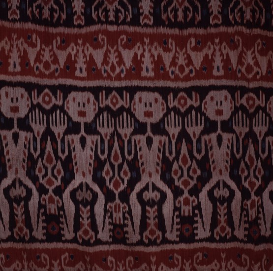 An Eastern Sumba noblemans mantle, hinggi, decorated by warp ikat, dying the threads prior to weaving