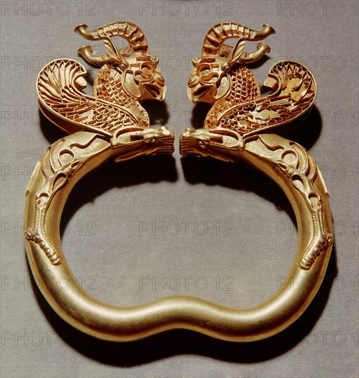 Gold armlet with terminals in the form of griffins from the Oxus treasure