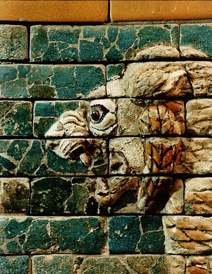 A reconstruction of the Ishtar gate which was decorated with polychrome glazed bricks and was built by Nebuchadnezzar II