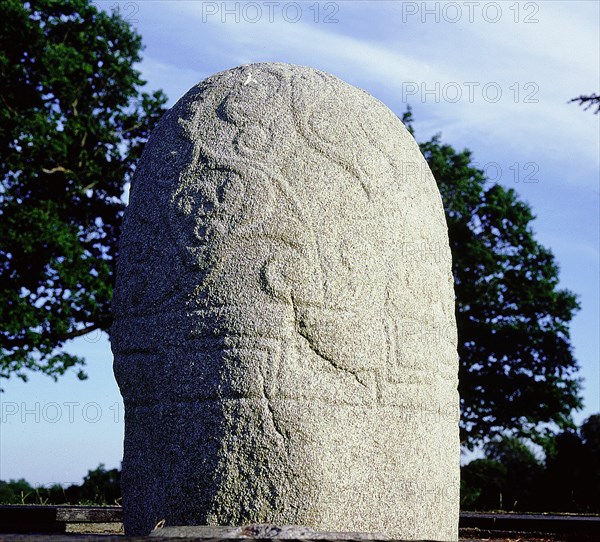 The Turoe Stone, found near a small ring fort in Feerwore, one of five decorated monoliths discovered in Ireland