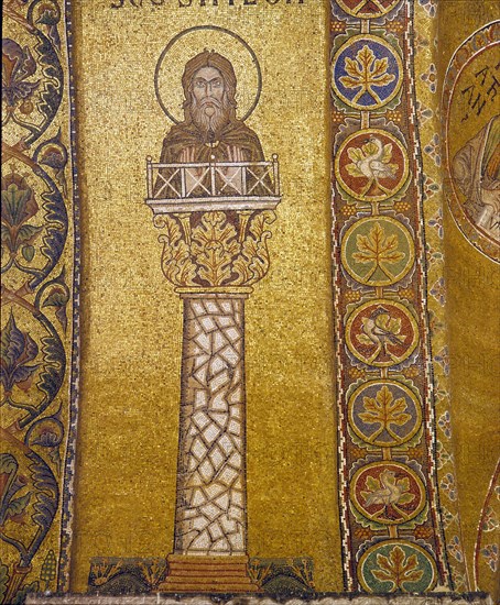 A mosaic in the Basilica of San Marco depicting St Simeon Stylites on his column