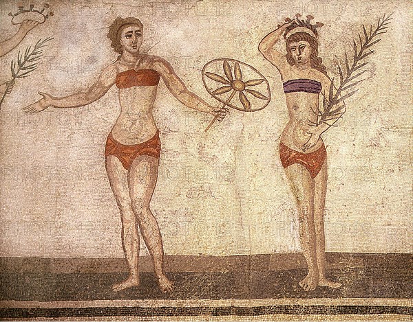 Detail of the Ten Girls Mosaic depicting women athletes