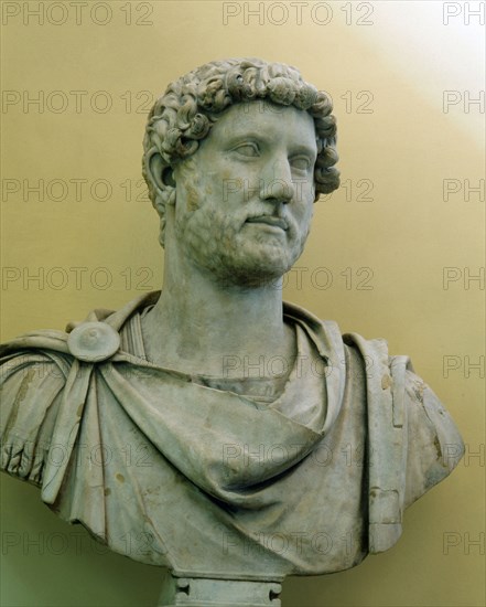 A marble bust of the Emperor Hadrian who ruled from AD 117 to 138