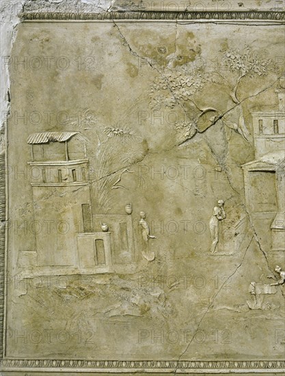 Stucco decoration from a house beneath the Villa Farnesina, Rome, dating from the late 1st C BC