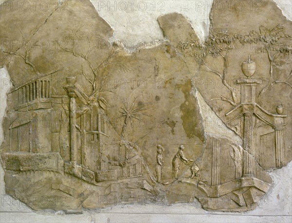 Stucco decoration from a house beneath the Villa Farnesina, Rome, dating from the late 1st C BC