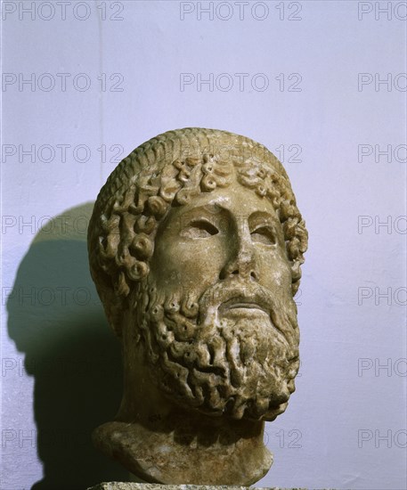 The head from a statue of Zeus which was copied from a Greek bronze original of about 450 BC