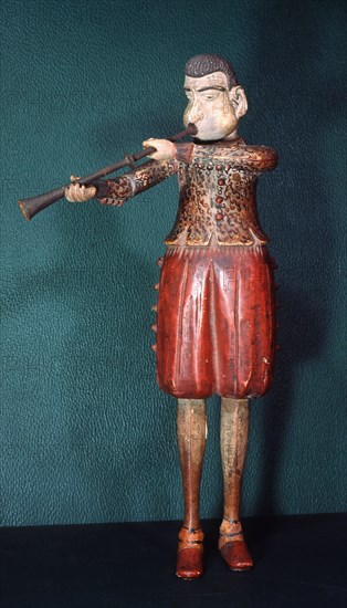 A Japanese view of a Dutchman a ships boy blowing a trumpet