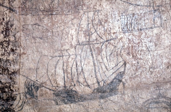Wall drawings of ships made by Portuguese sailors at Fort Jesus