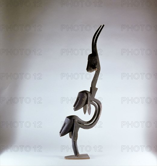 A marionette representing a mythical hero, half antelope and half man who taught the Bambara their agricutural skills