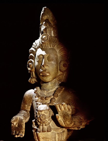 Sculpture of a maize god from the palace of Yax Pac, last king of Copan