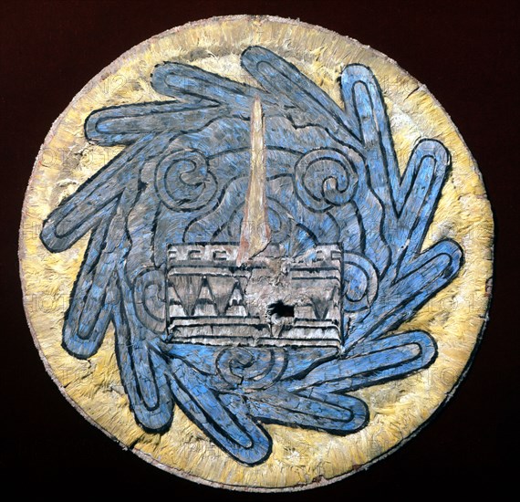 Disc used as a chalice cover, the only featherwork example from the early colonial period