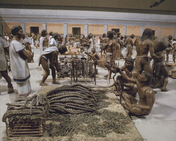 A reconstruction of the market place at Tenochtitlan