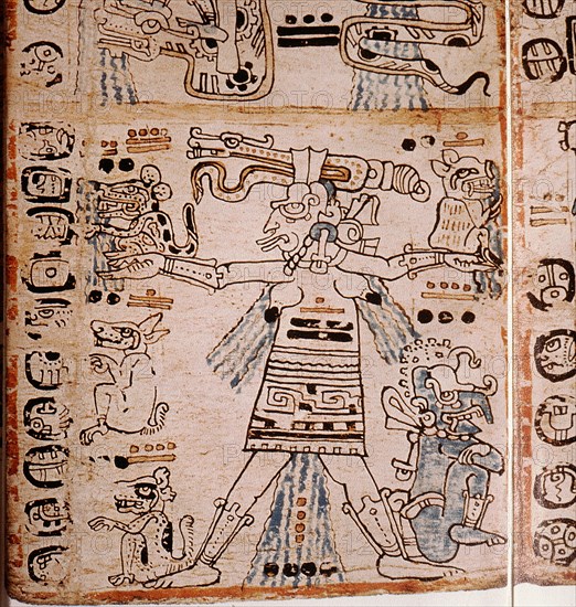 Detail of a page from the codex Troana Cortesianus, also know as the Madrid Codex