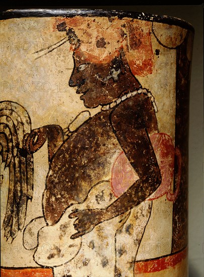 Cylindrical polychrome vessel with Palace Scene