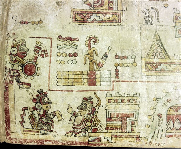 Detail of a page from the Codex Becker depicting two war chiefs