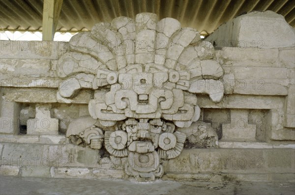 Clay sculptured head of the Zapotec god Cocijo, the rain god
