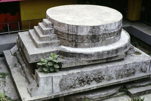 Unique round structure dedicated to the Aztec god Ehecatl, located in the metro station Pino Suarez, Mexico City