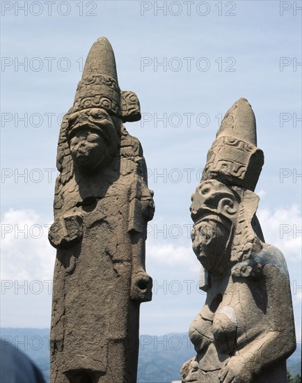 Two stelae representing the sun and the moon