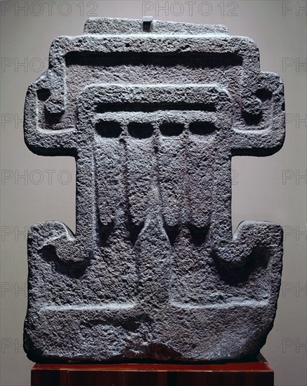 Carving of the symbol of Tlaloc, the rain god