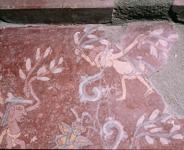 Partly reconstucted wall painting at Tepantitla