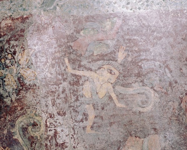 Partly reconstucted wall painting at Tepantitla