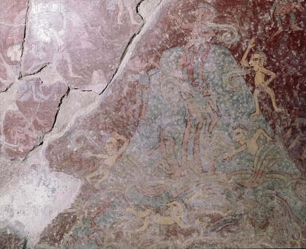 Partly reconstucted wall painting at Tepantitla