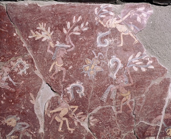 Partly reconstucted wall painting at Tepantitla