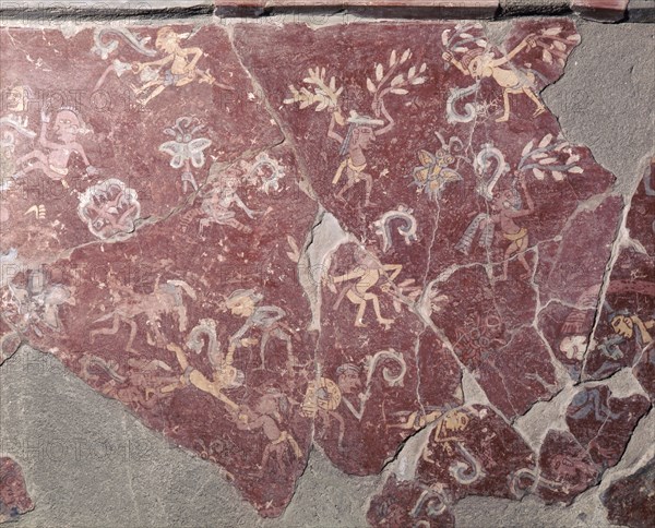 Partly reconstucted wall painting at Tepantitla