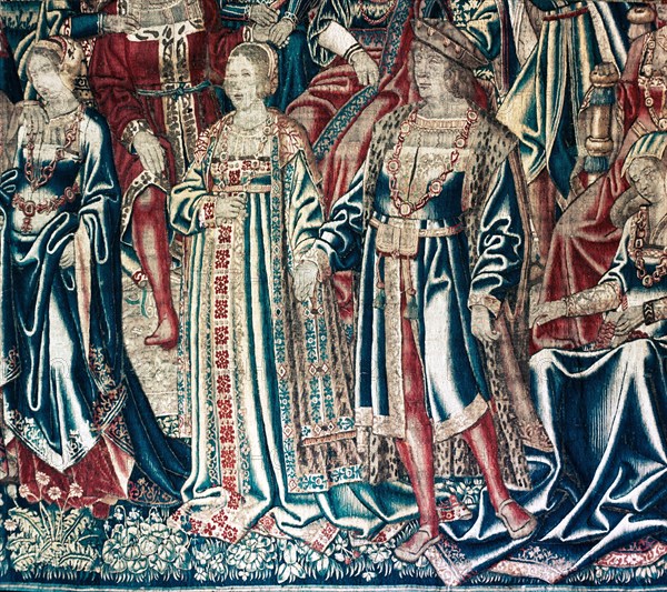 Detail from the tapestry The Wedding of Mestra from the series The Story of Mestra