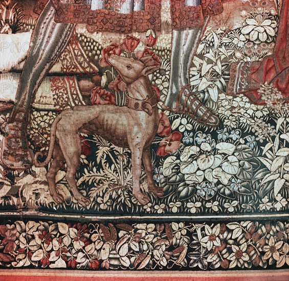 Detail from the tapestry The Triumph of Beatrice from the series The Story of the Swan Knight, the French version of Lohengrin