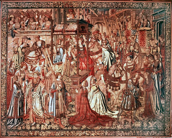 The tapestry The Triumph of Beatrice from the series The Story of the Swan Knight, the French version of Lohengrin