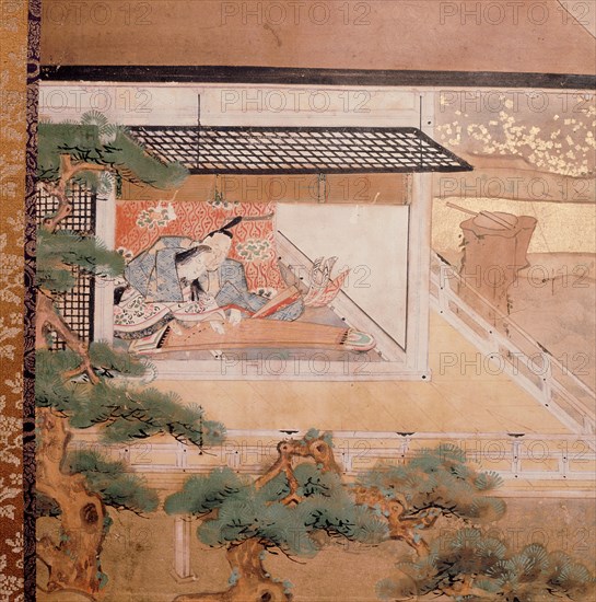 Detail from a screen attributed to the studio of Tawaraya Sotatsu