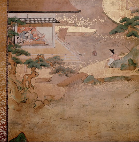 Detail from a screen attributed to the studio of Tawaraya Sotatsu