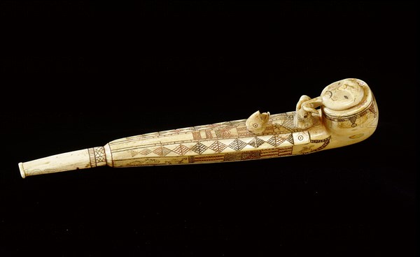 Pipe carved from walrus ivory