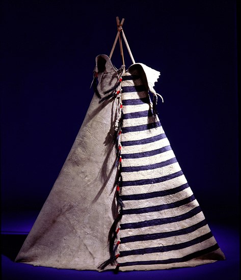 Model tipi with one of the types of sacred images applied to Medicine tipis