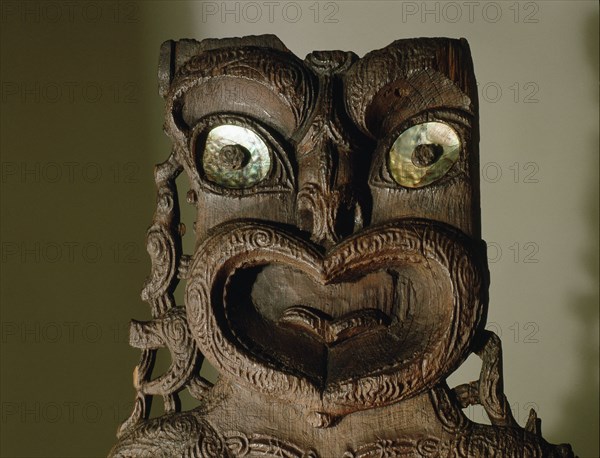 Wall slab from the house of Hinematioro, a chieftainess of the Ngati Porou tribe