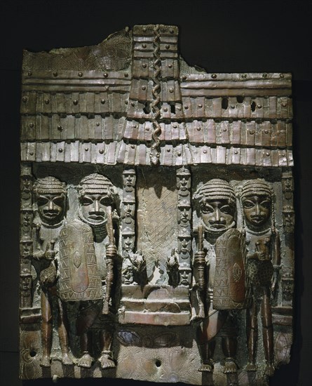 A plaque showing an entrance to the palace of the Oba of Benin (detail)